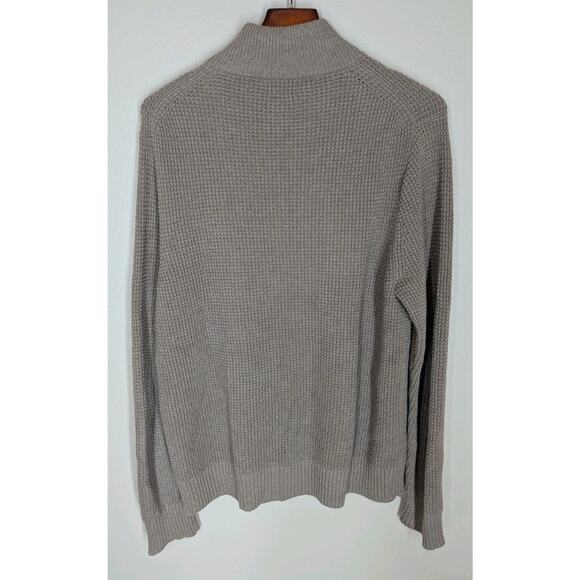 J. Crew Factory Men's Cotton Waffle Knit Tan 1/4 Zip Sweater Size Large - Picture 3 of 9